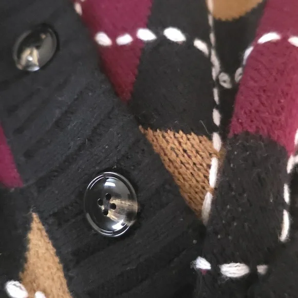 Zara Black Argyle Cardigan Sz Large - Picture 6 of 6